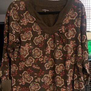 Croft & Barrow Floral Blouse - Brown and Red